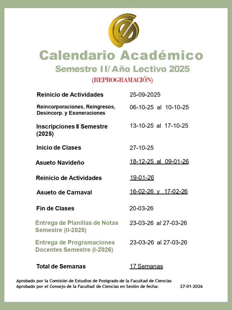 Calendario Académico II-2025 Reprogramación